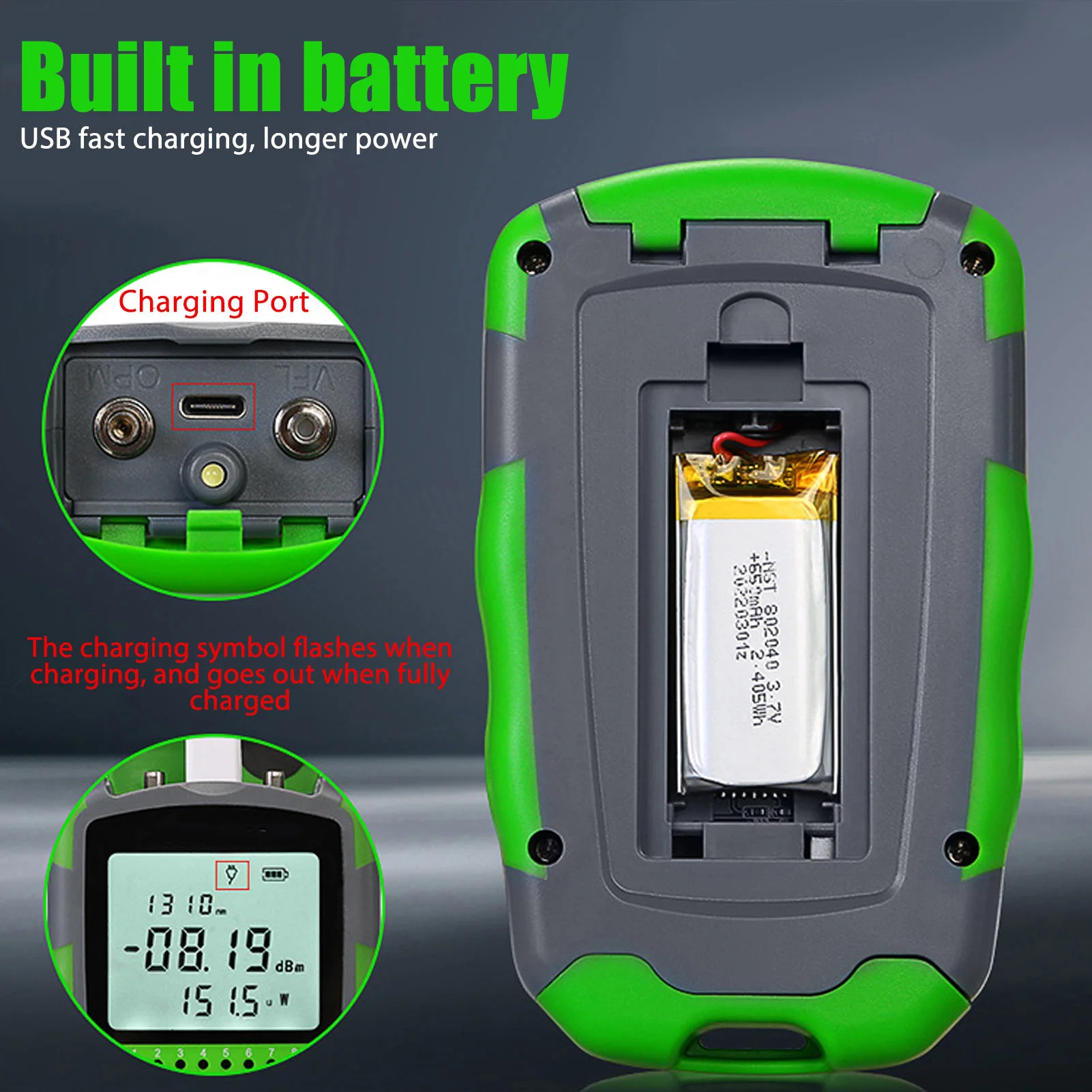 Power Supply Tester - USB 충전 케이블이 포함된 적색광 광케이블