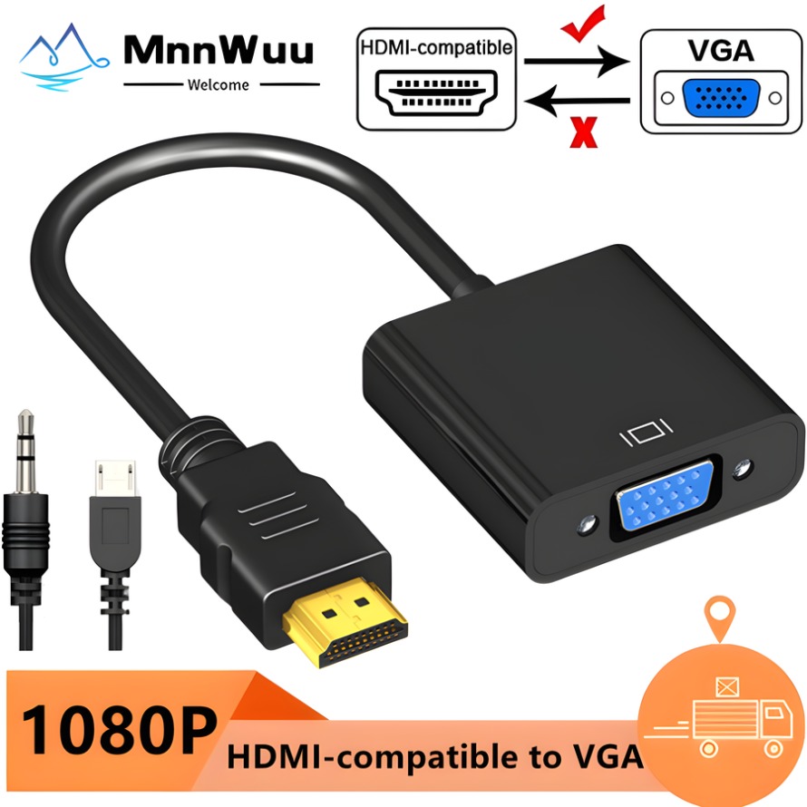 Pc Power Supply - 1080P HDMI-VGA 어댑터 컨버터 (3.5mm 잭