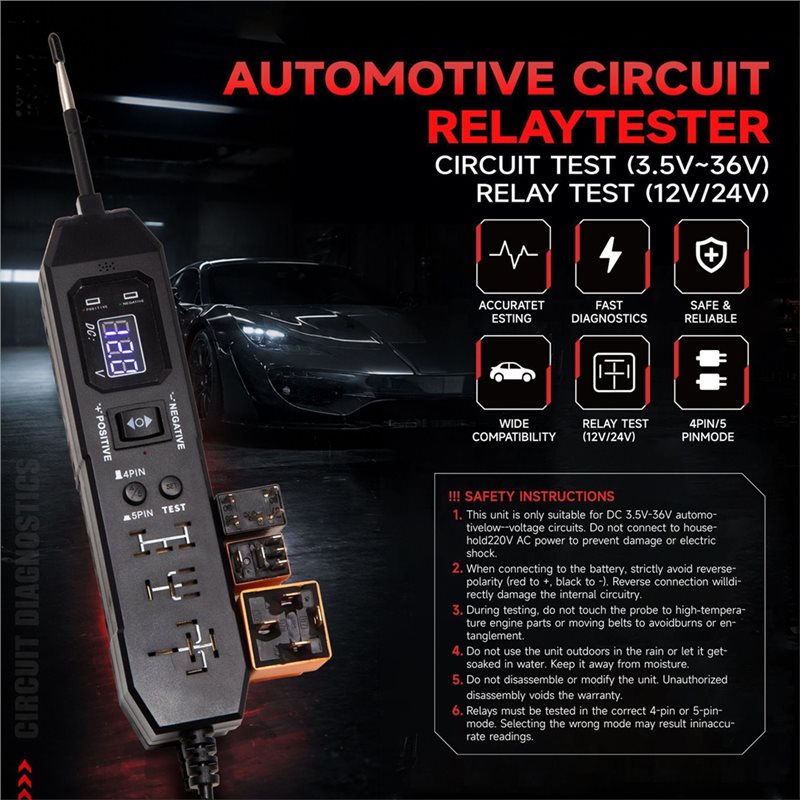 신형 자동차 릴레이 테스터, 차량용 디지털 회로 테스터 - Power Supply Tester 리뷰 및 가격